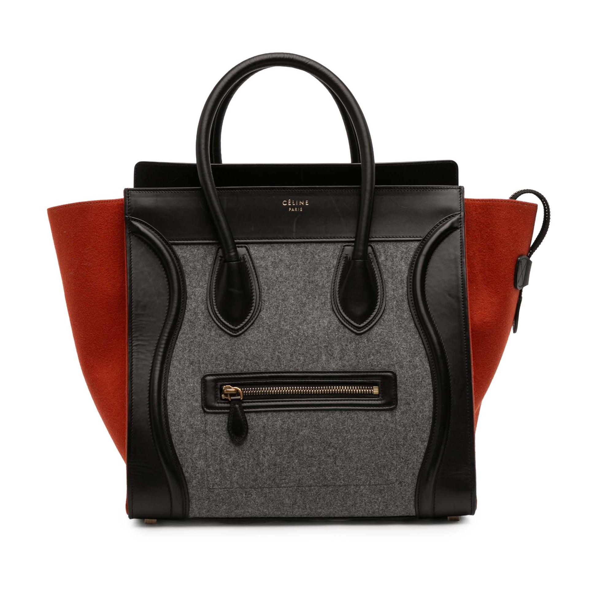 Celine Mini Tricolor Felt Wool and Calfskin Luggage Tote