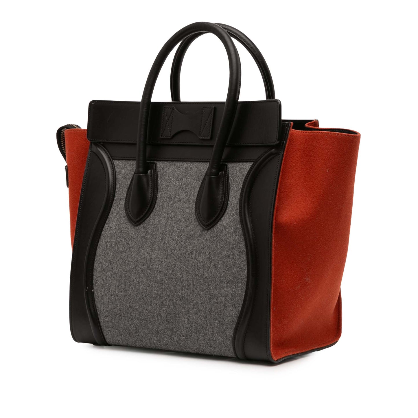 Celine Mini Tricolor Felt Wool and Calfskin Luggage Tote