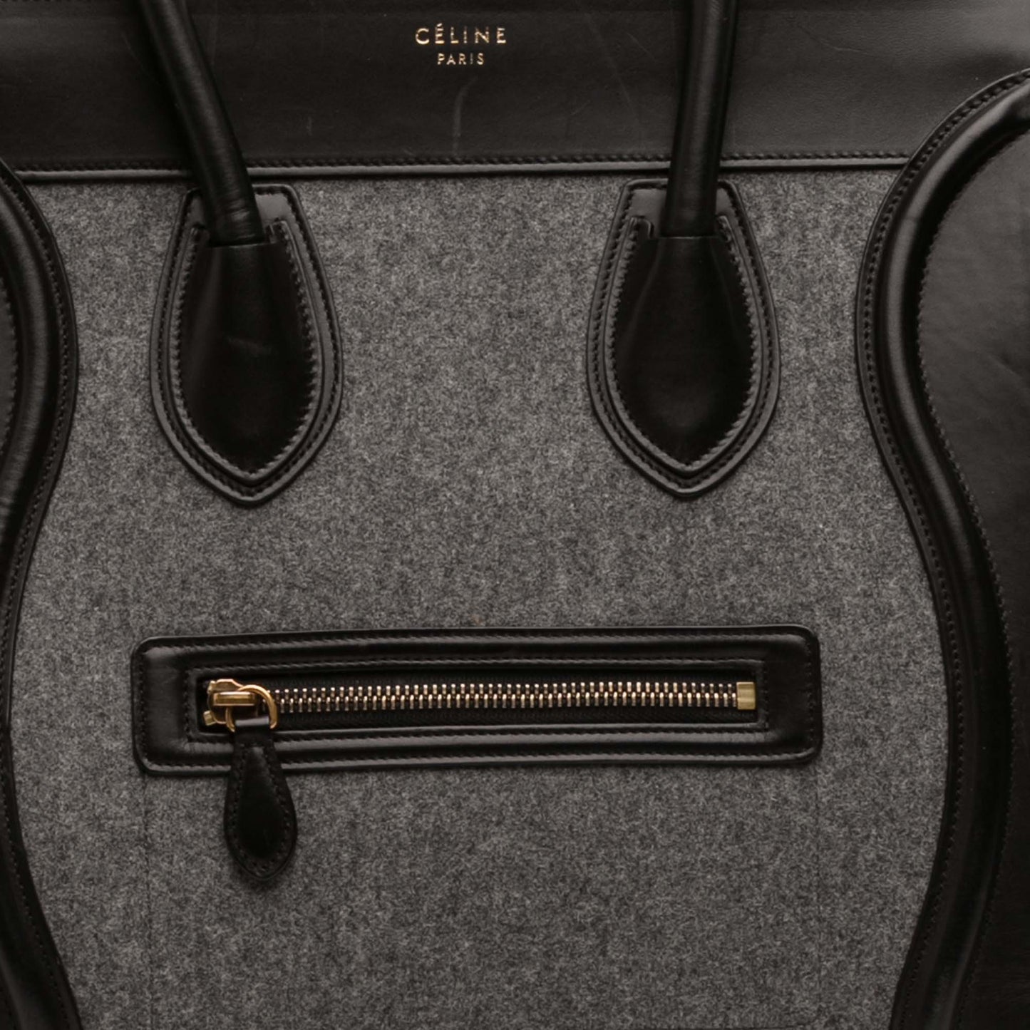 Celine Mini Tricolor Felt Wool and Calfskin Luggage Tote