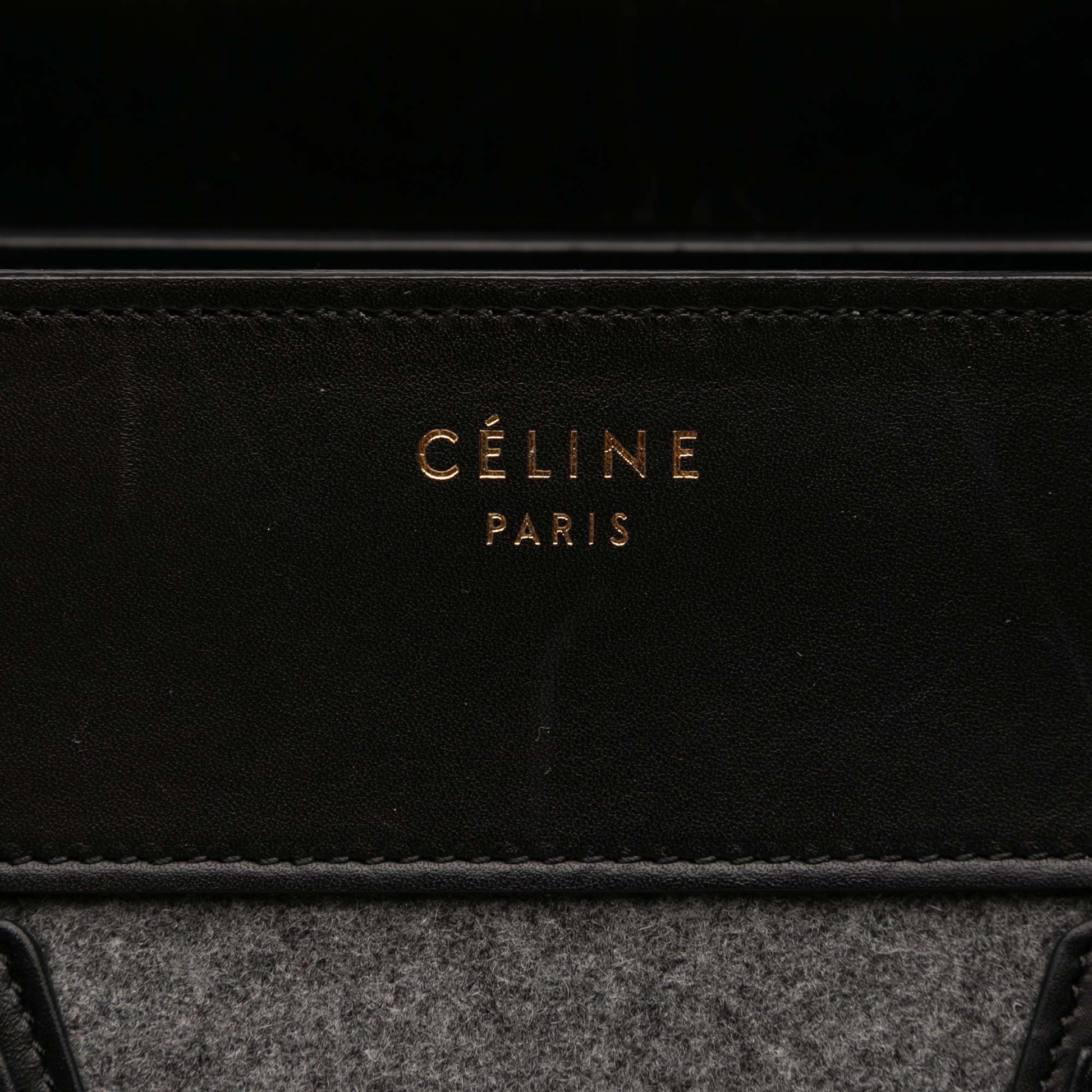 Celine Mini Tricolor Felt Wool and Calfskin Luggage Tote