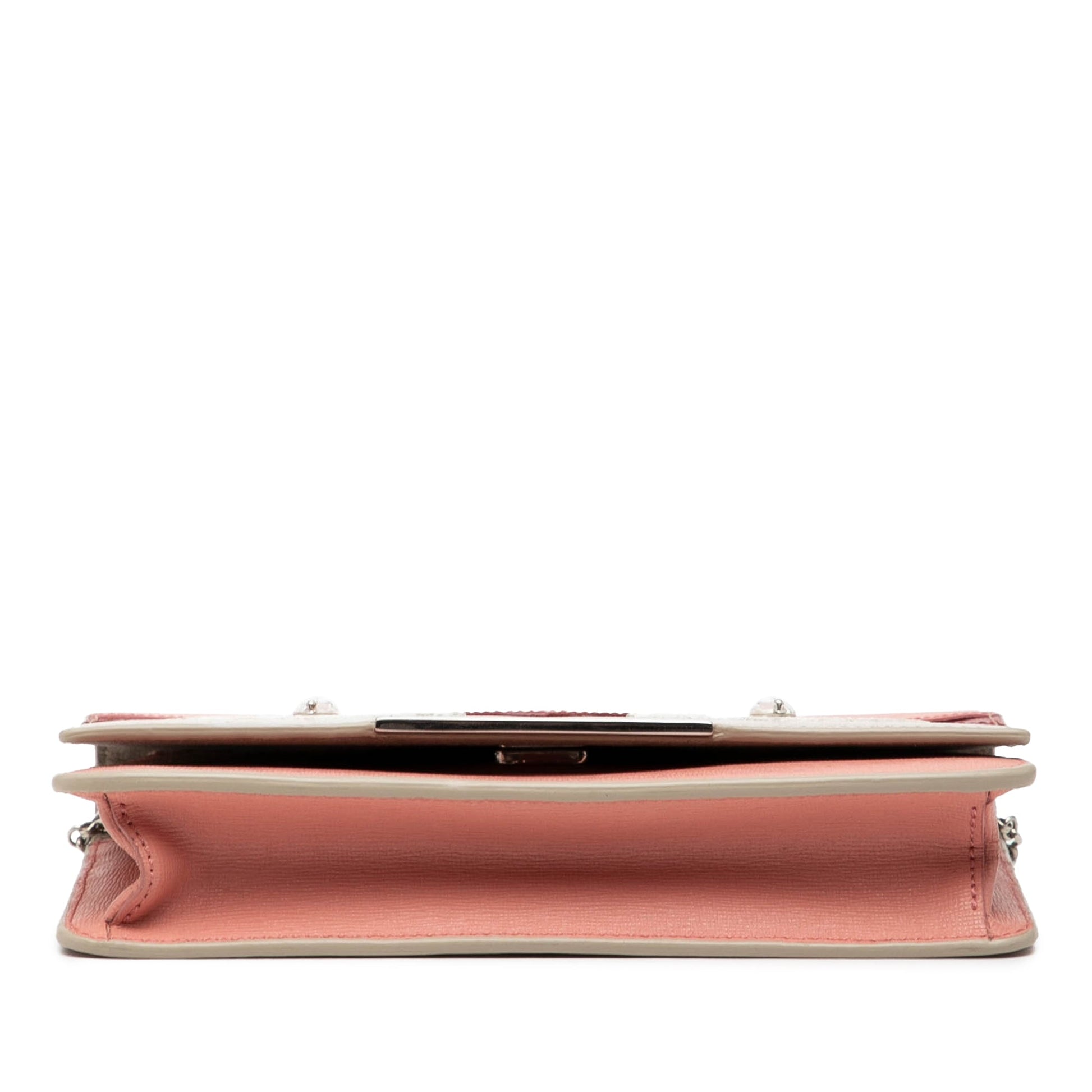 Fendi Leather Crystal Eye Monster Tube Wallet On Chain
