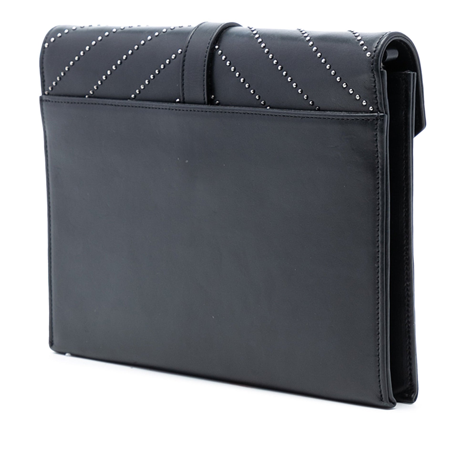 Saint Laurent Studded Chevron Calfskin Monogram Envelope Chain Flap