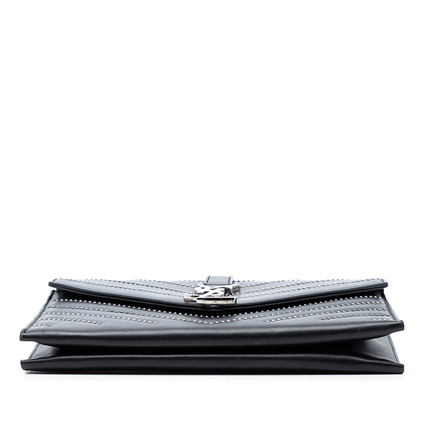 Saint Laurent Studded Chevron Calfskin Monogram Envelope Chain Flap