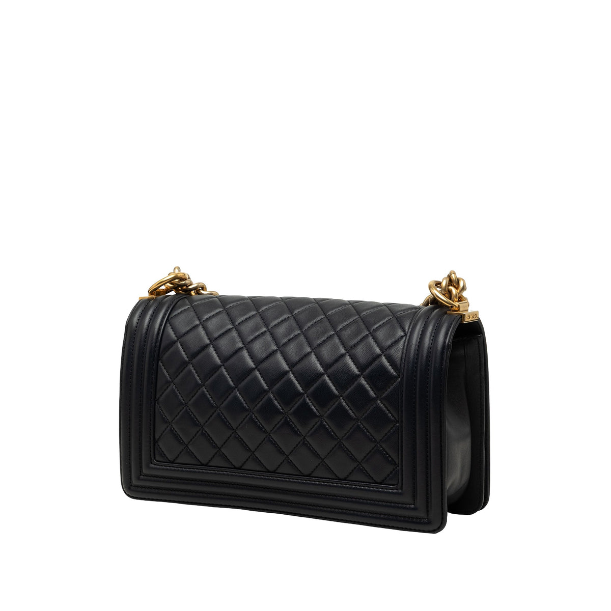 Chanel Old Medium Quilted Lambskin Boy Flap — Black