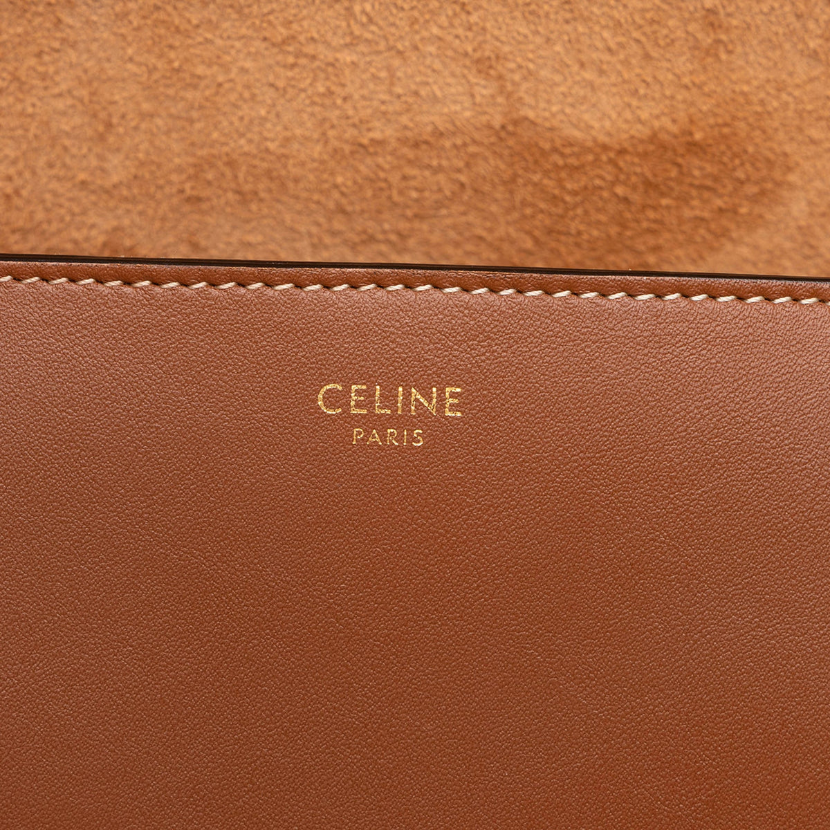 Celine Medium Calfskin Cuir Triomphe Folco Crossbody — Brown