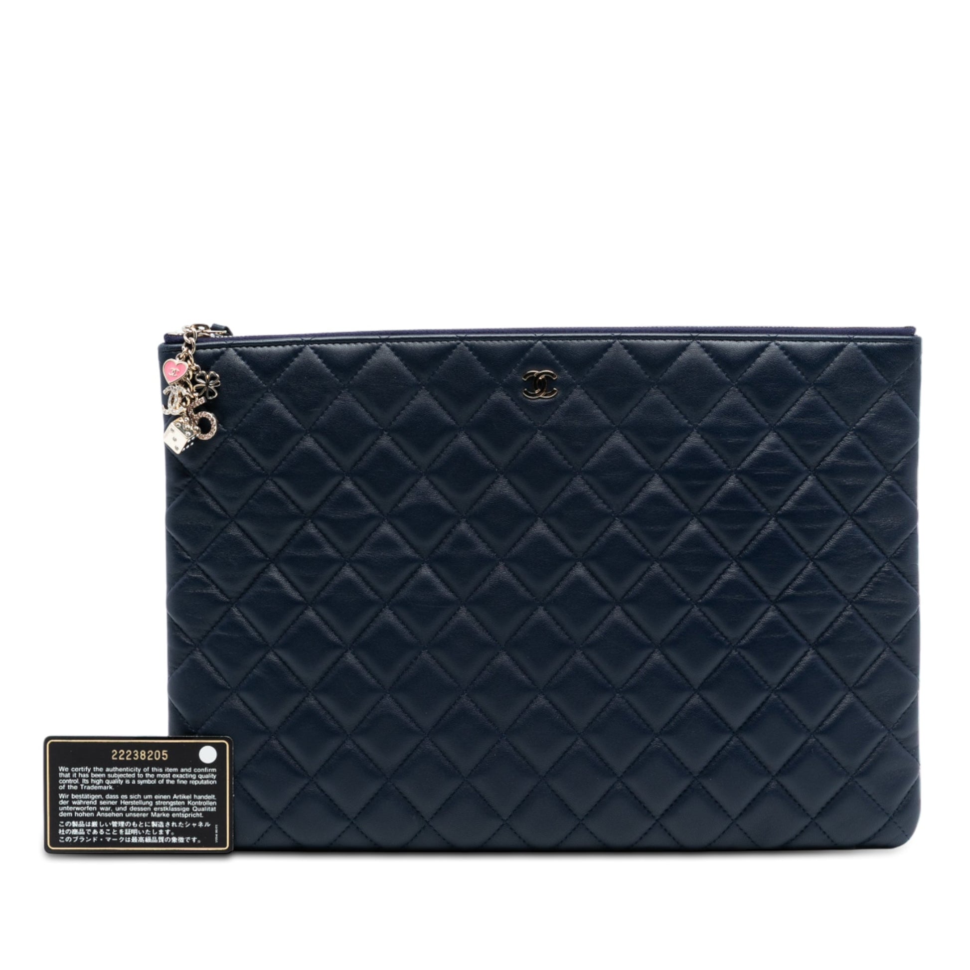 Chanel Large Quilted Lambskin Casino Charms O Case Clutch
