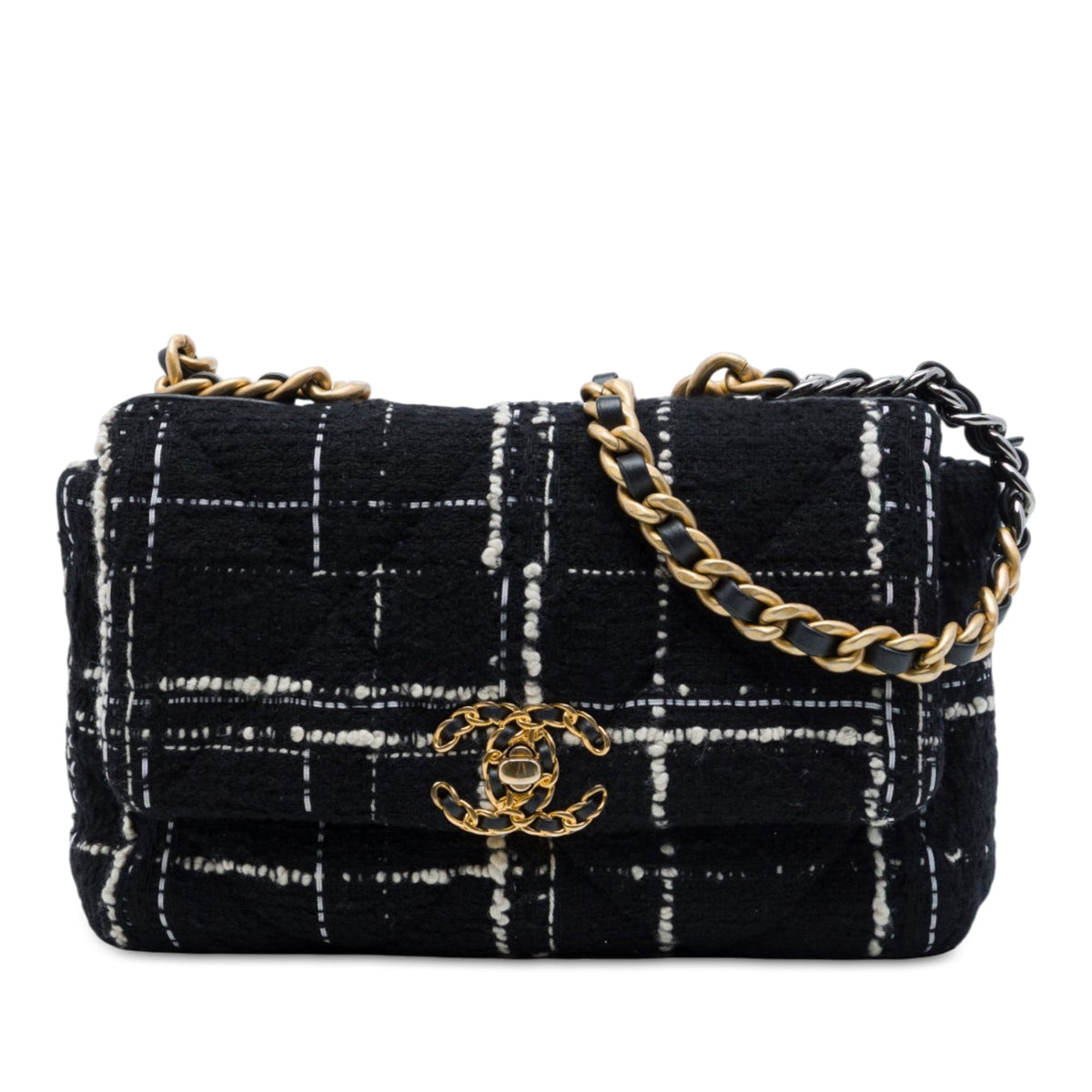 Chanel Medium Tweed 19 Flap — Black