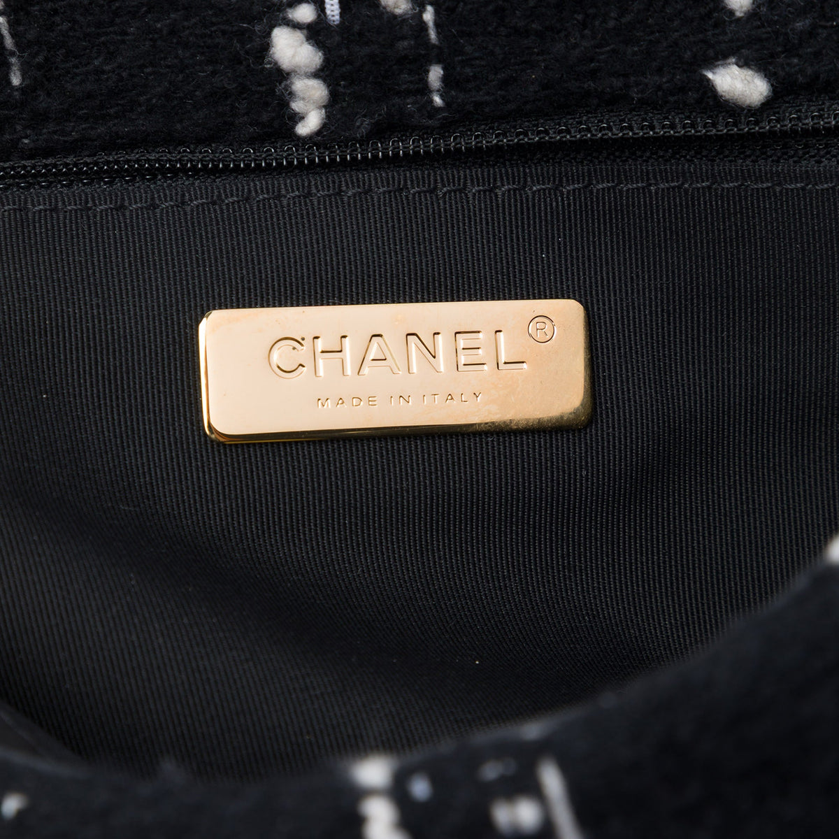 Chanel Medium Tweed 19 Flap — Black