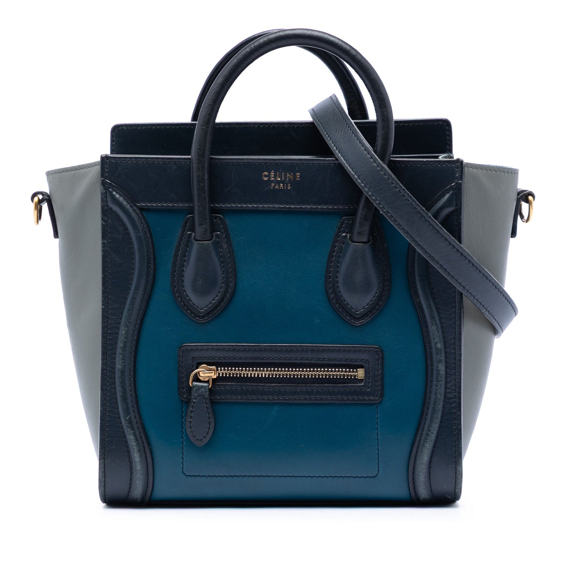 Celine Nano Tricolor Leather Luggage Tote