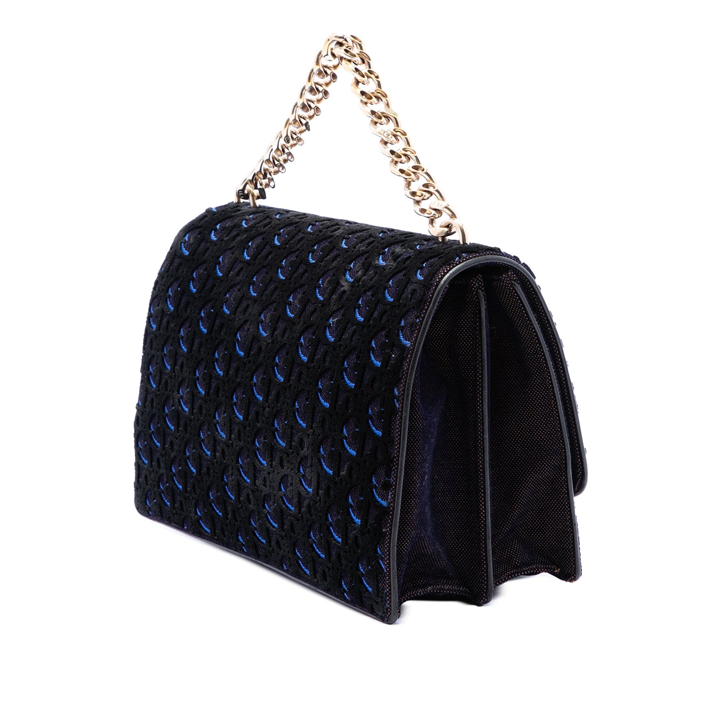Dior Large Oblique Canvas and Velvet Diorama Flap