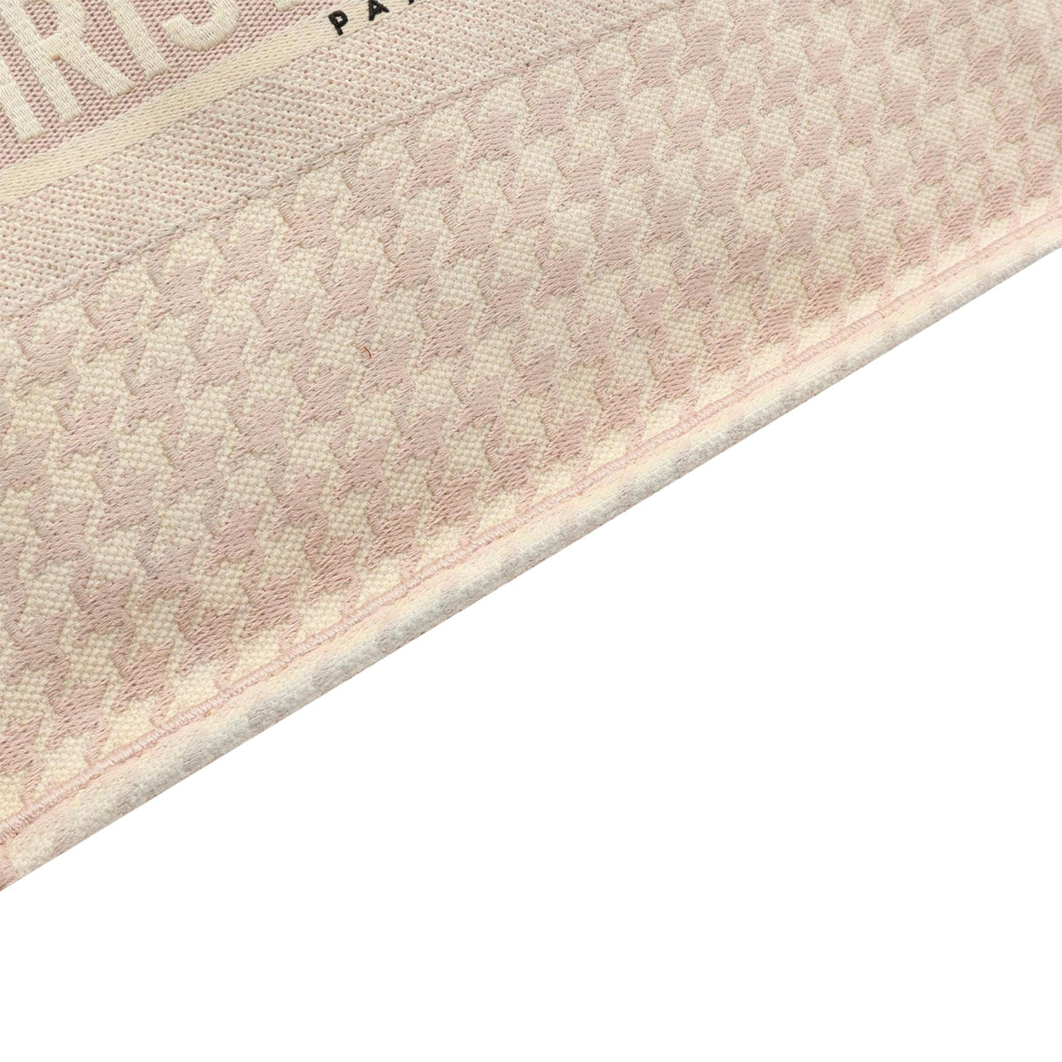 Dior Medium Canvas Houndstooth Embroidered Book Tote — Pink