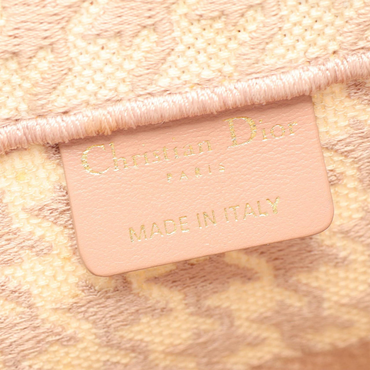 Dior Medium Canvas Houndstooth Embroidered Book Tote — Pink