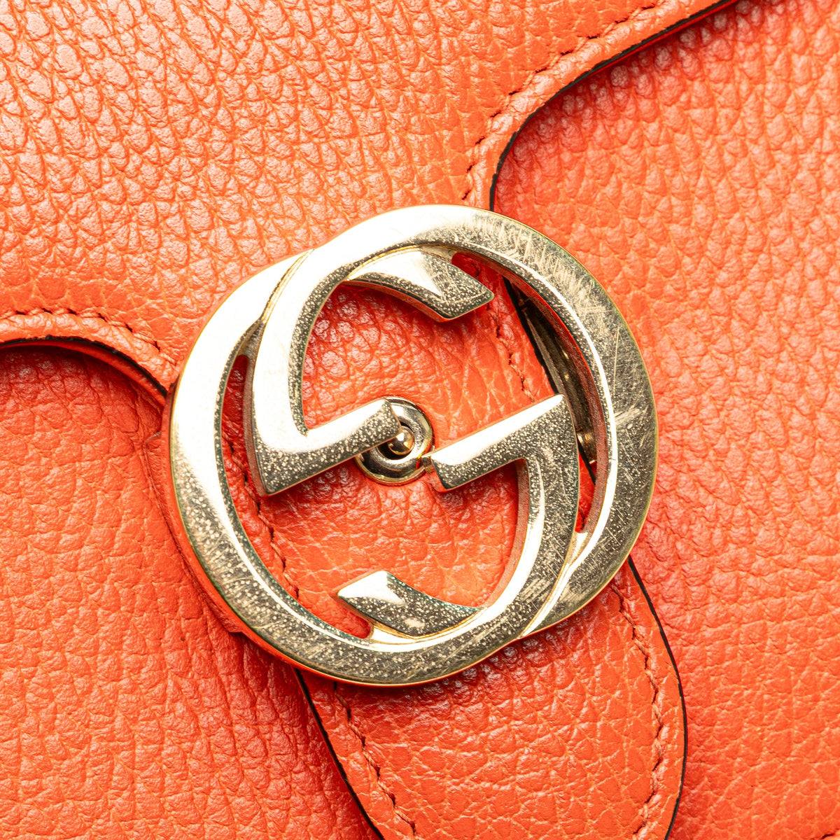 Gucci Small Dollar Calfskin Interlocking G Crossbody — Orange