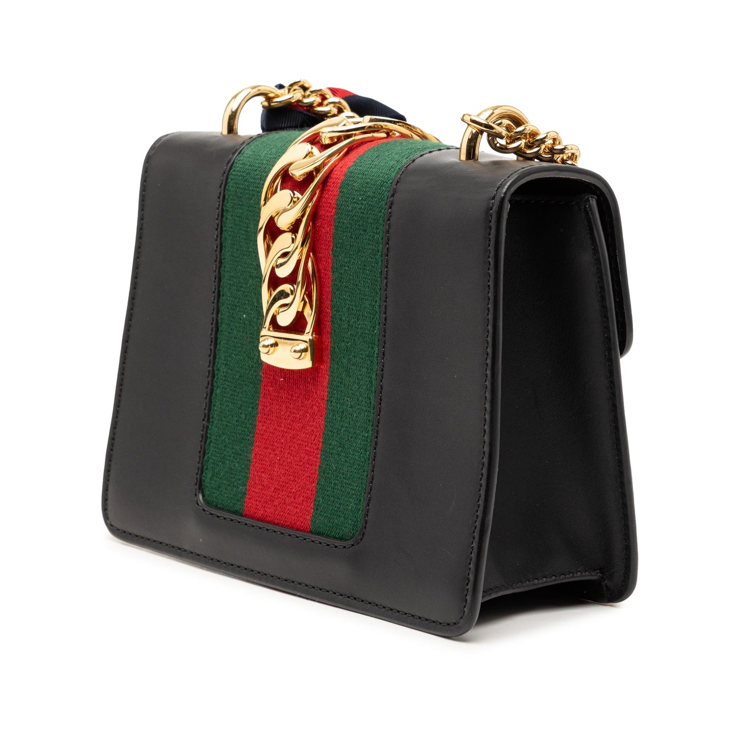 Gucci Mini Leather Web Sylvie Chain Crossbody