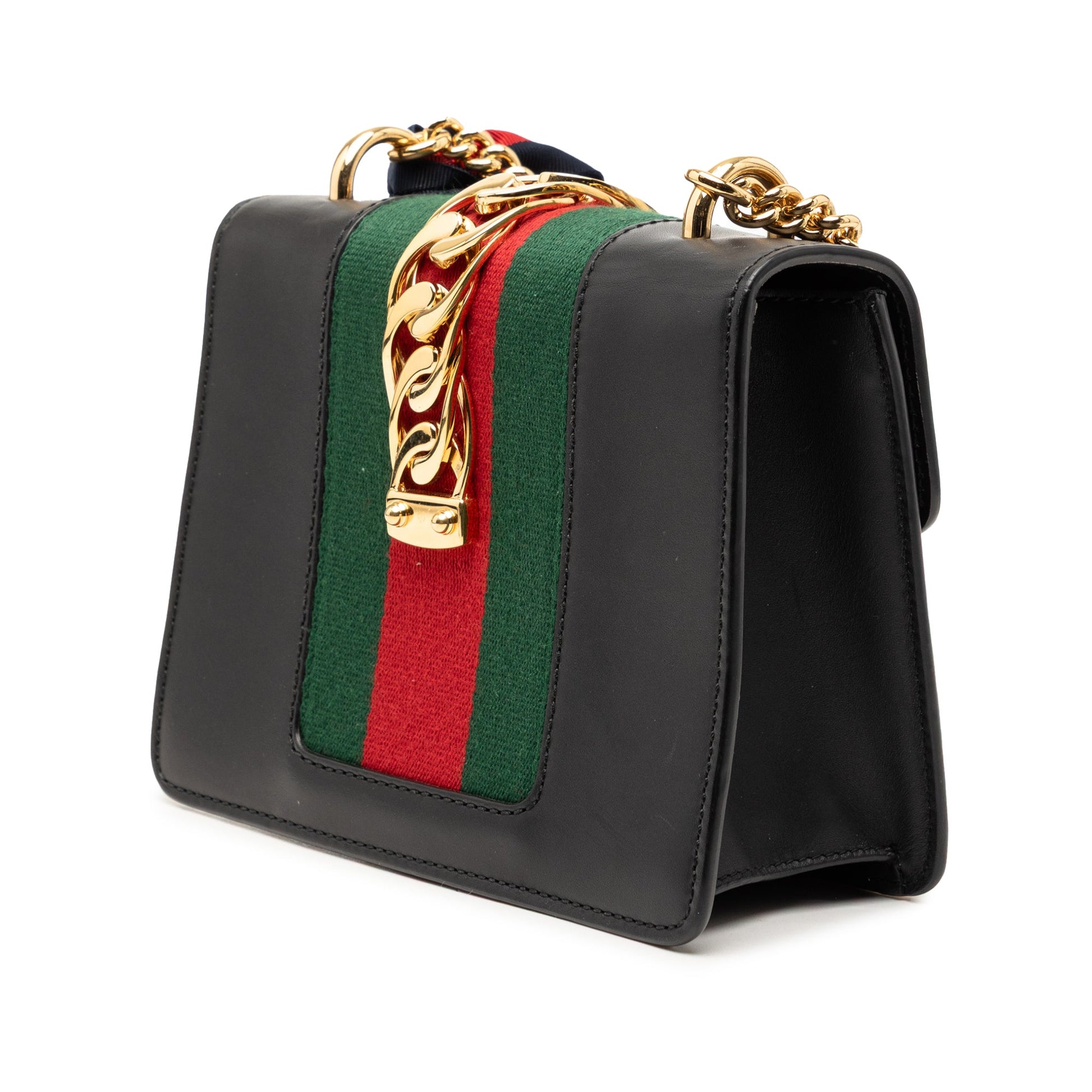 Gucci Mini Leather Web Sylvie Chain Crossbody