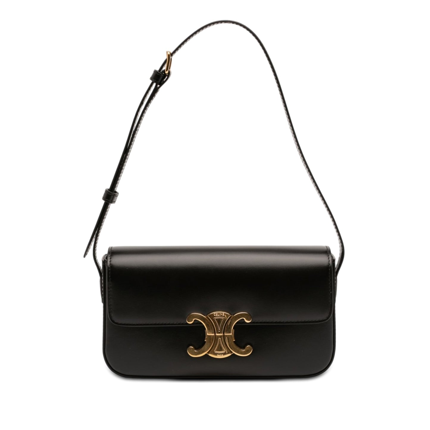 Celine Shiny Calfskin Triomphe Claude Shoulder Bag