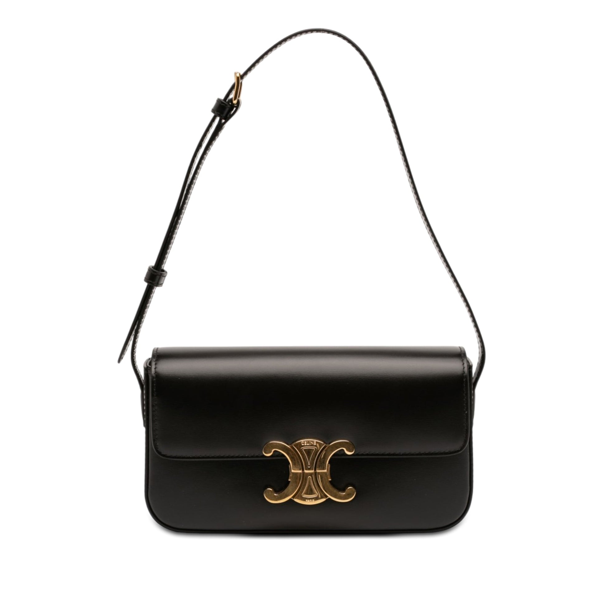 Celine Shiny Calfskin Triomphe Claude Shoulder Bag