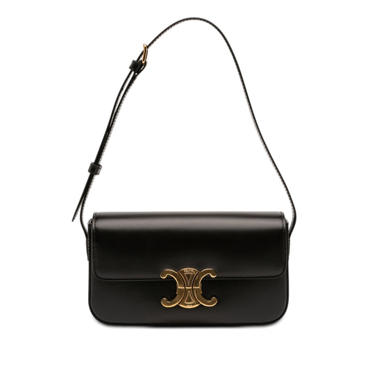 Celine Shiny Calfskin Triomphe Claude Shoulder Bag