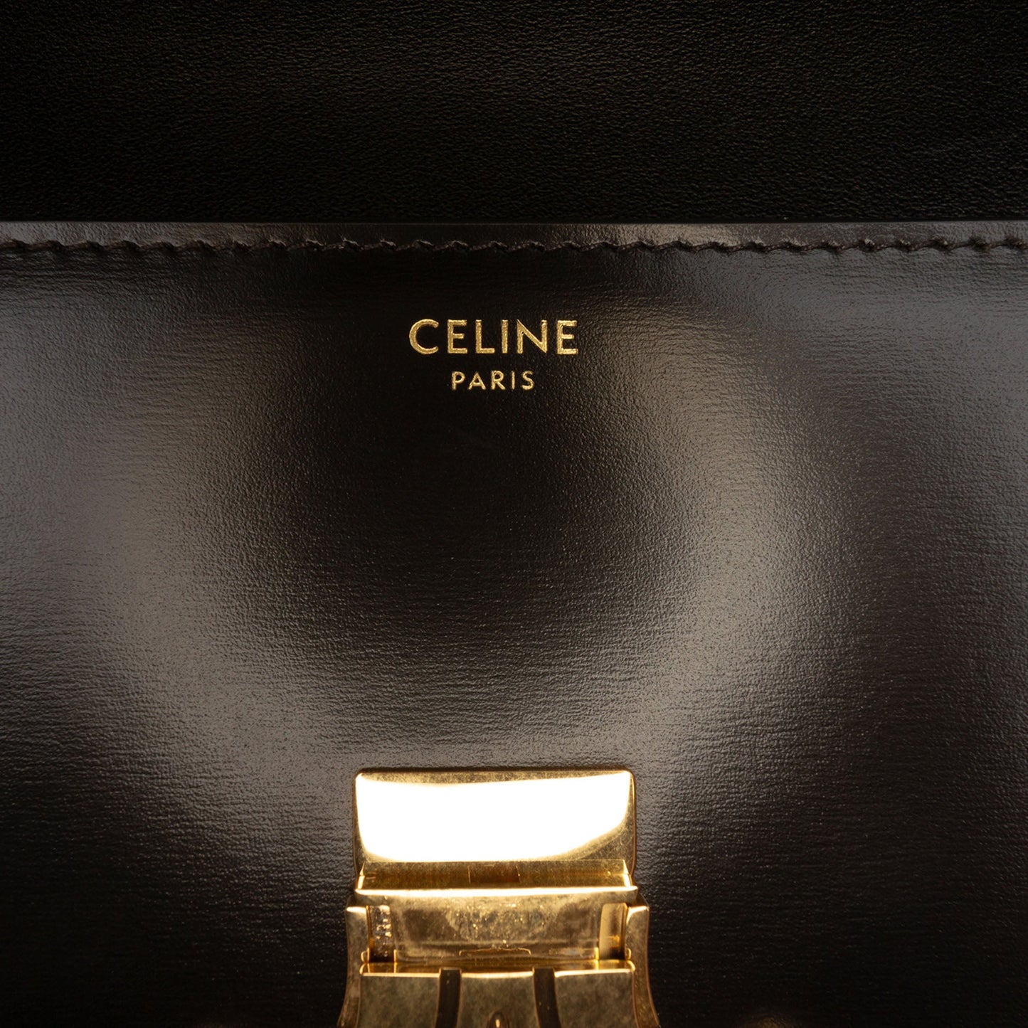 Celine Shiny Calfskin Triomphe Claude Shoulder Bag