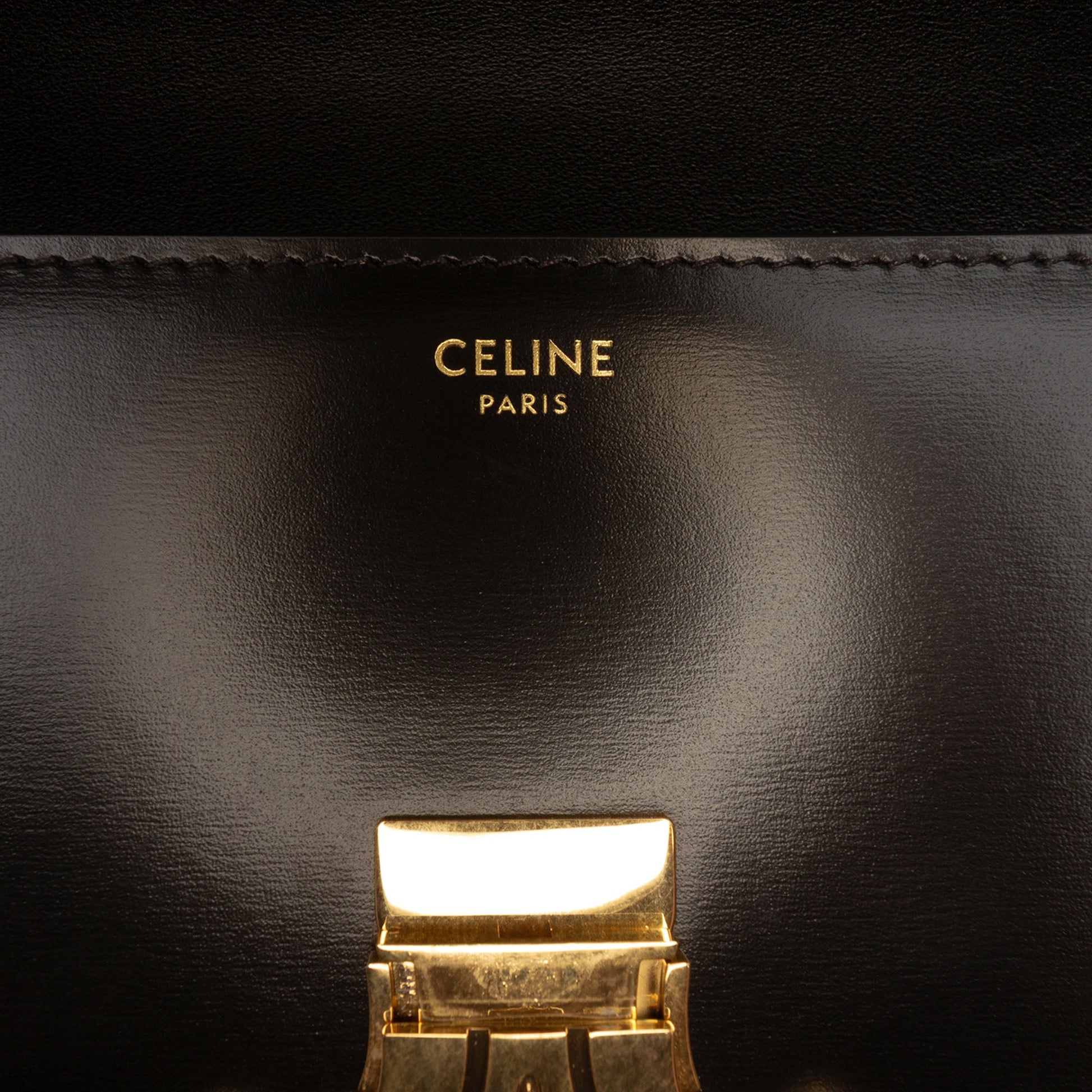 Celine Shiny Calfskin Triomphe Claude Shoulder Bag
