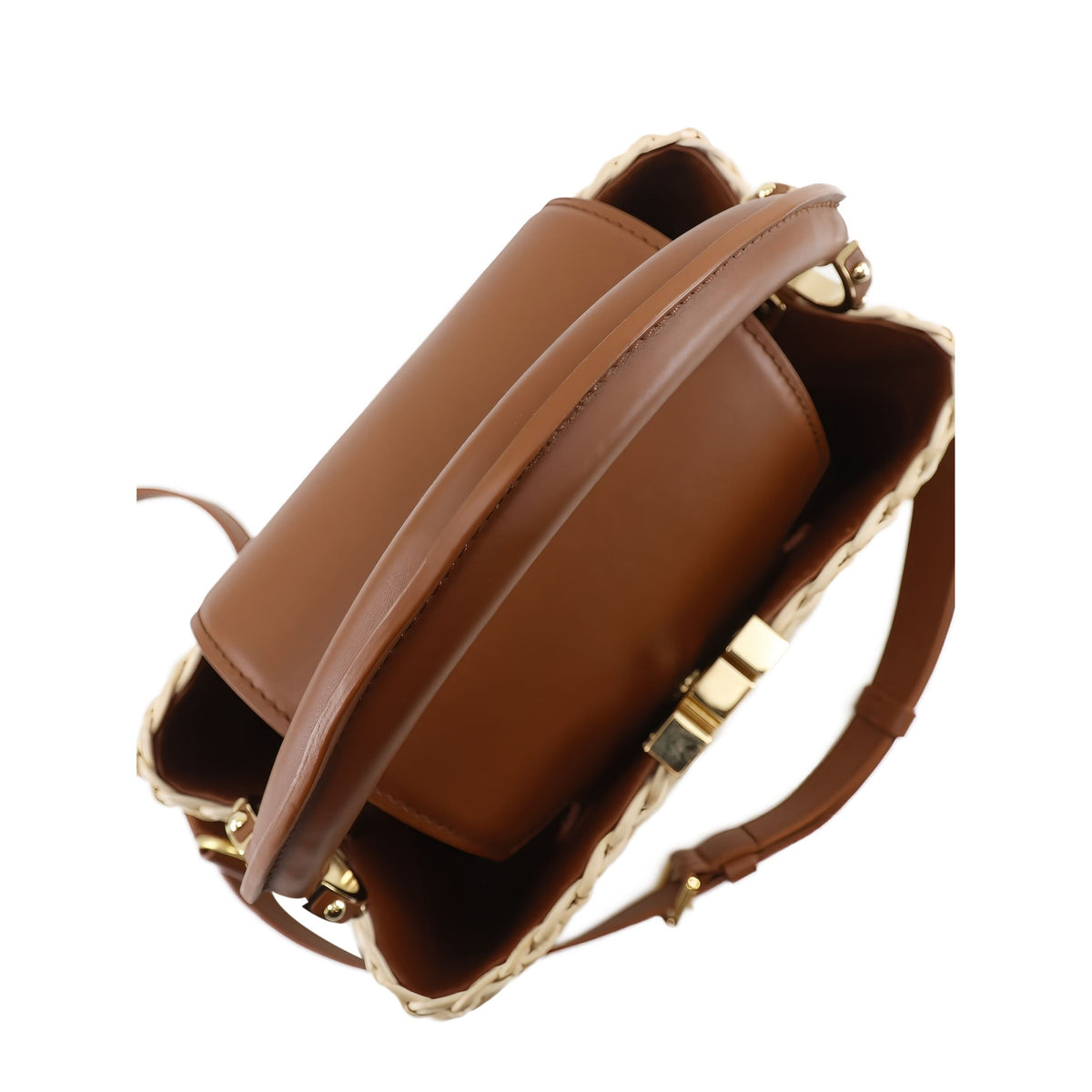 Louis Vuitton Mini Rattan and Smooth Calfskin Capucines — Beige