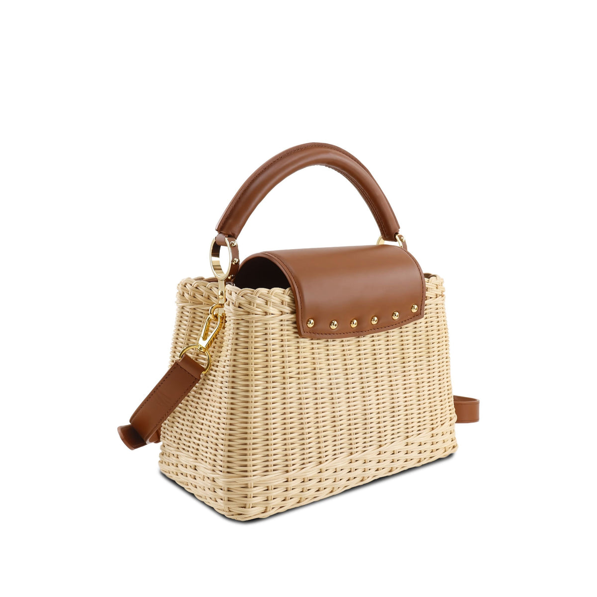 Louis Vuitton Mini Rattan and Smooth Calfskin Capucines — Beige