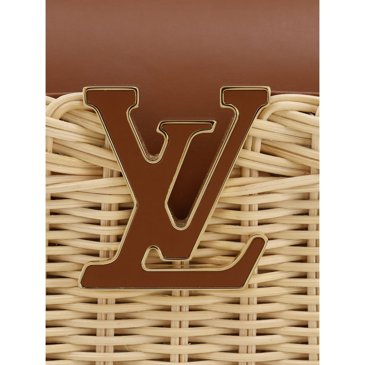 Louis Vuitton Mini Rattan and Smooth Calfskin Capucines — Beige