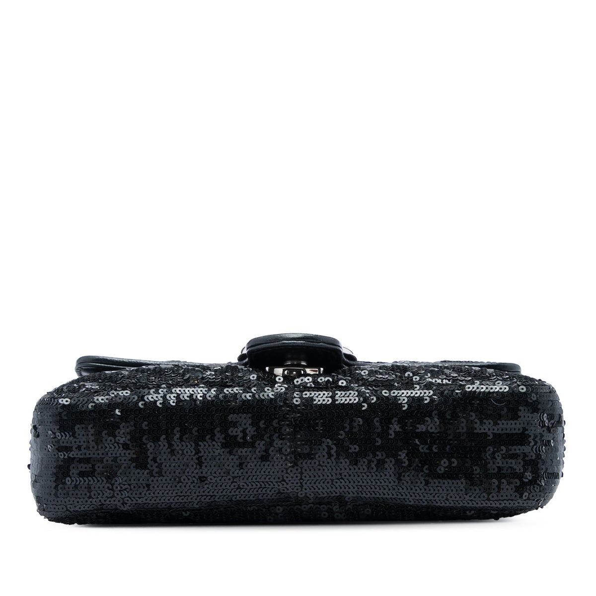 Gucci Small GG Marmont Matelasse Diagonal Sequin and Calfskin Torchon Shoulder Bag — Black