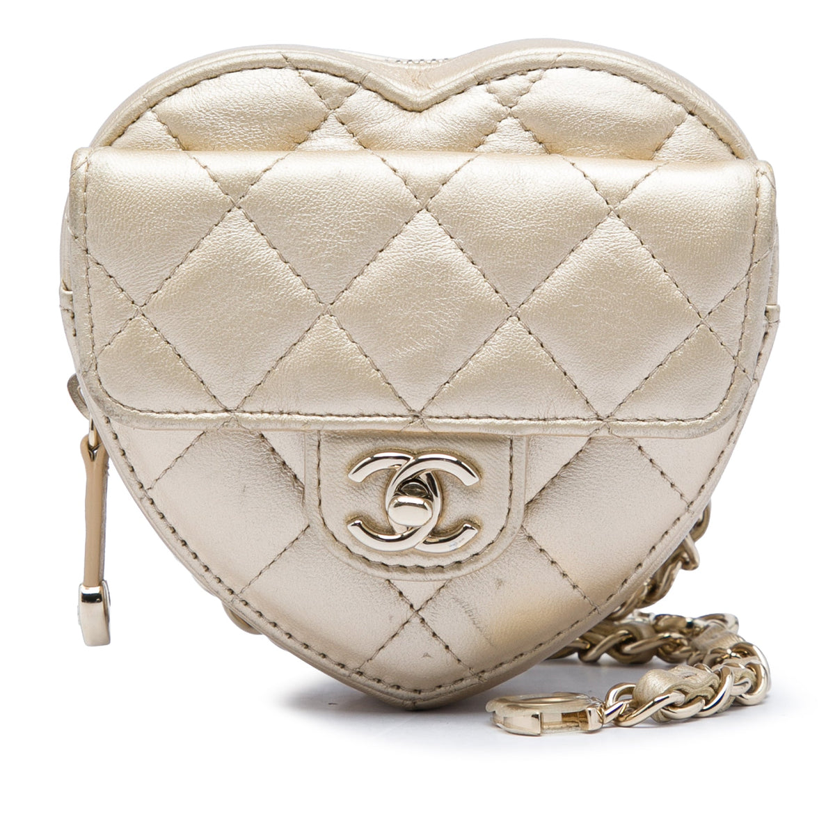 Chanel Mini Metallic Lambskin CC in Love Heart Belt Bag