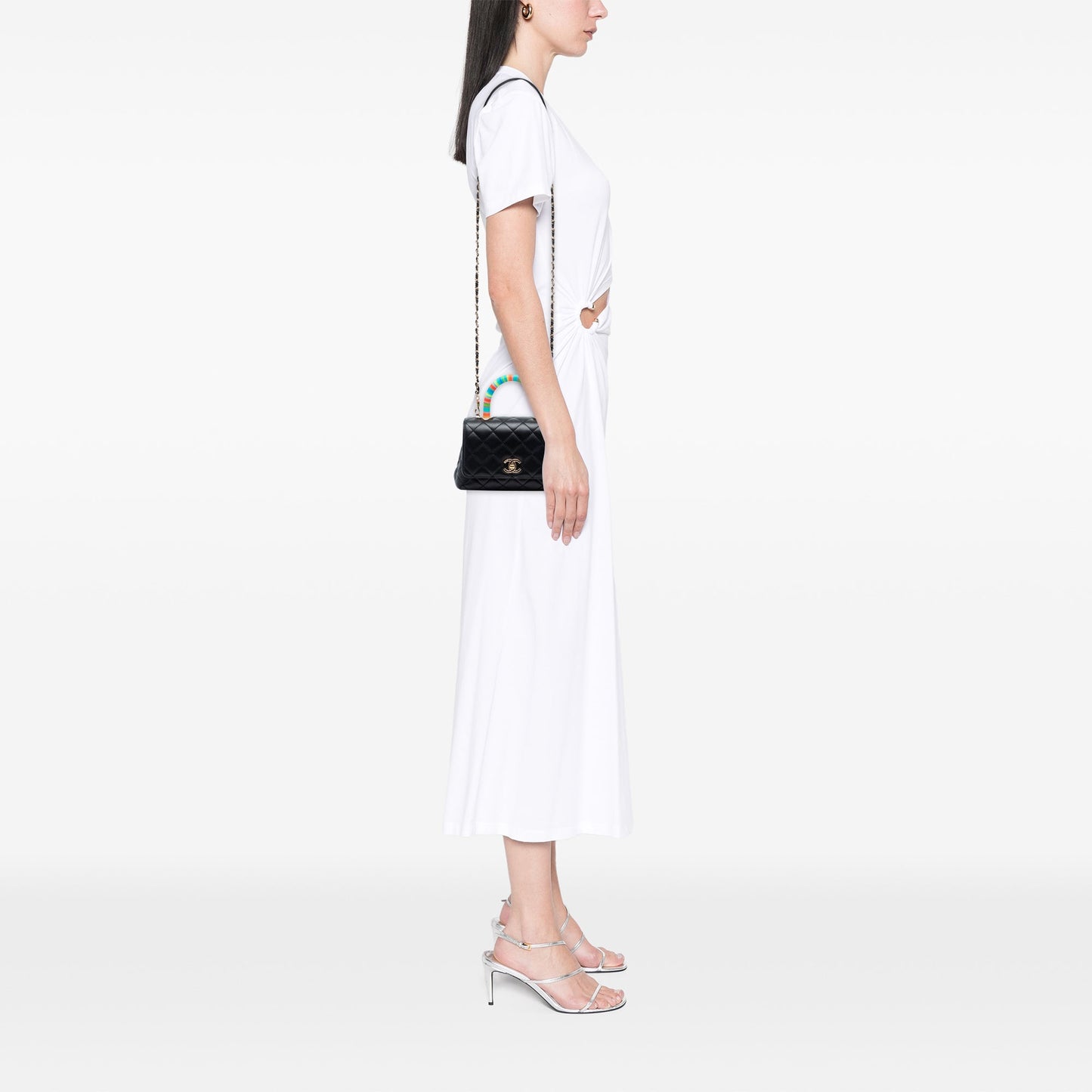 Chanel Extra Mini Quilted Lambskin Rainbow Coco Top Handle Bag