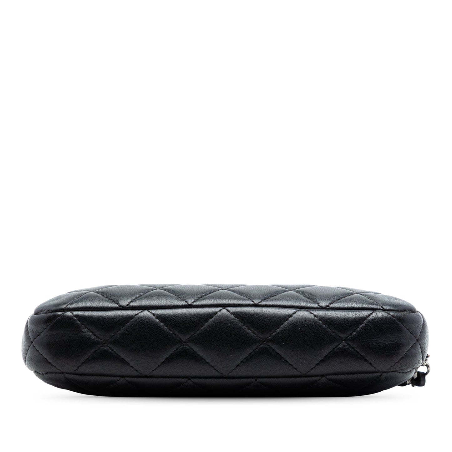 Chanel CC Quilted Lambskin Double Zip Clutch With Chain