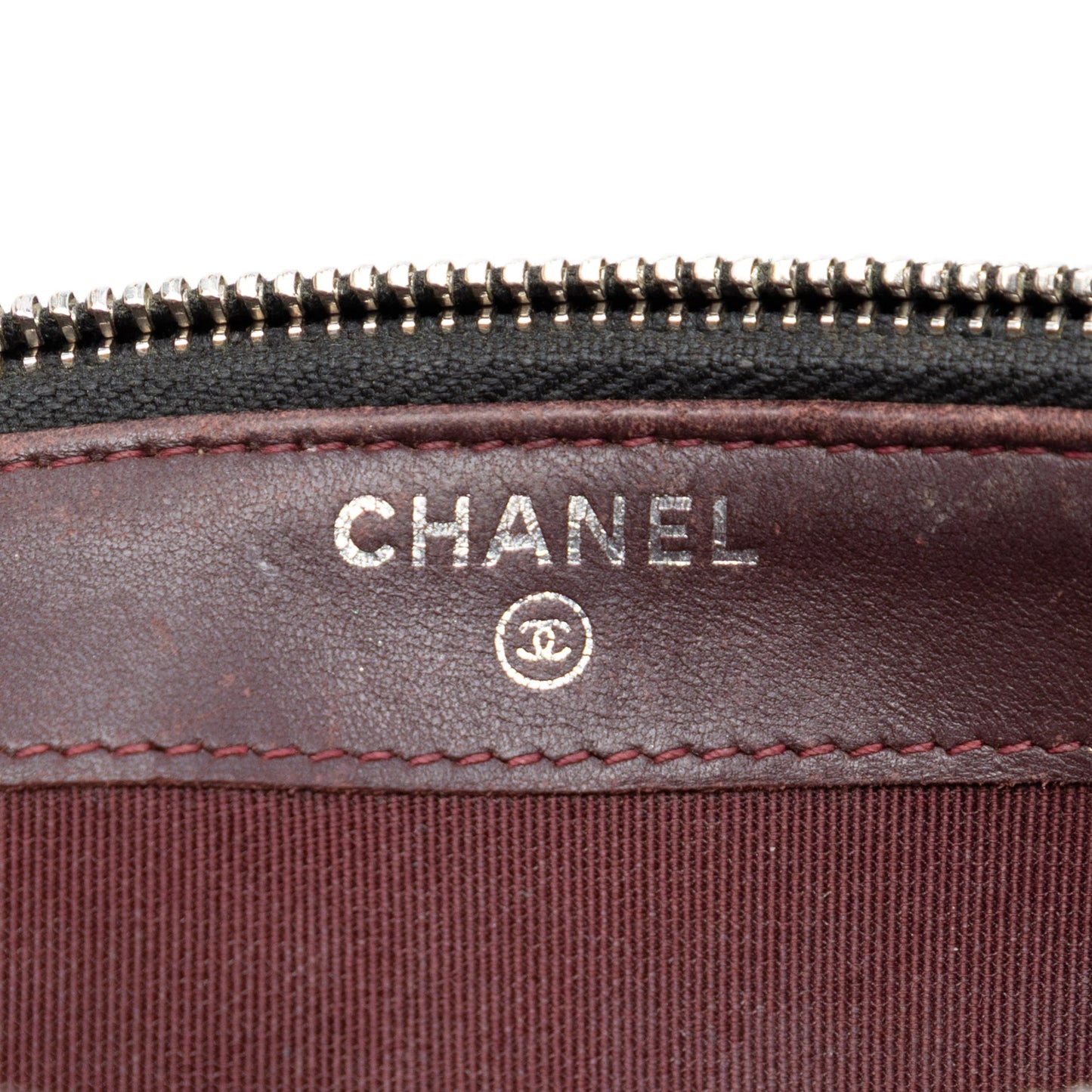 Chanel CC Quilted Lambskin Double Zip Clutch With Chain