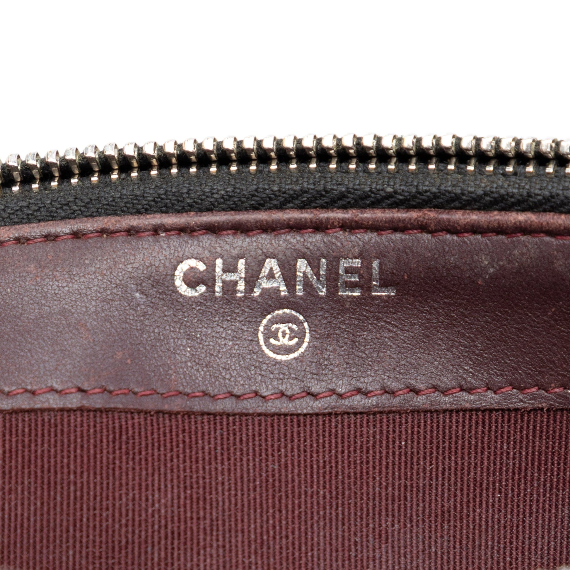 Chanel CC Quilted Lambskin Double Zip Clutch With Chain