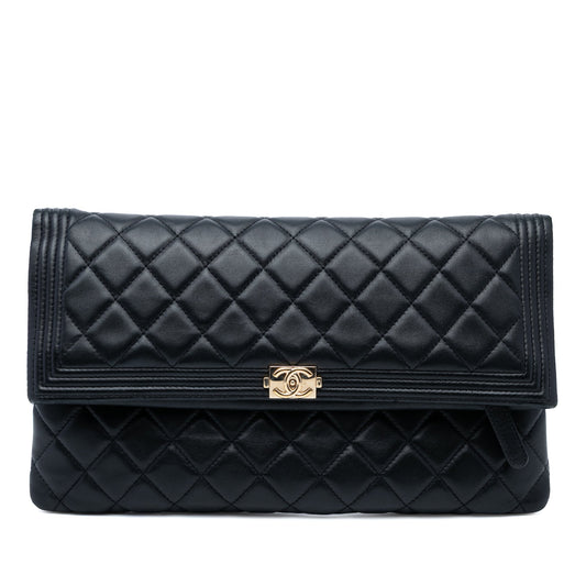 Chanel Quilted Lambskin Boy Foldover Clutch