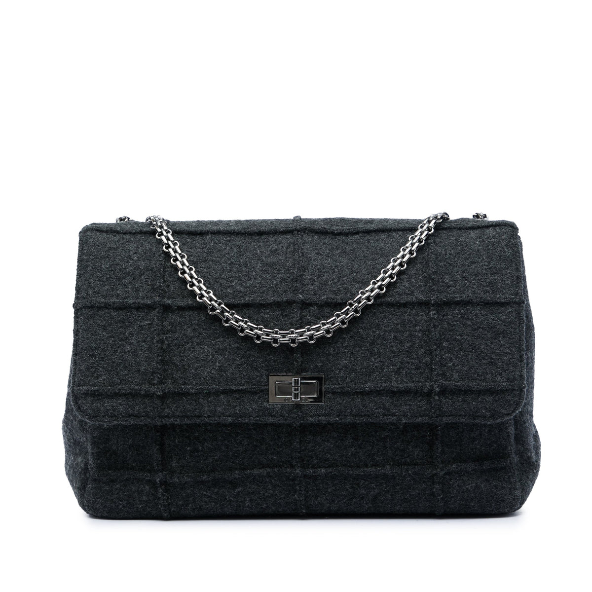 Chanel Identification Jumbo Chocolate Bar Wool Felt Reissue 2.55 Flap