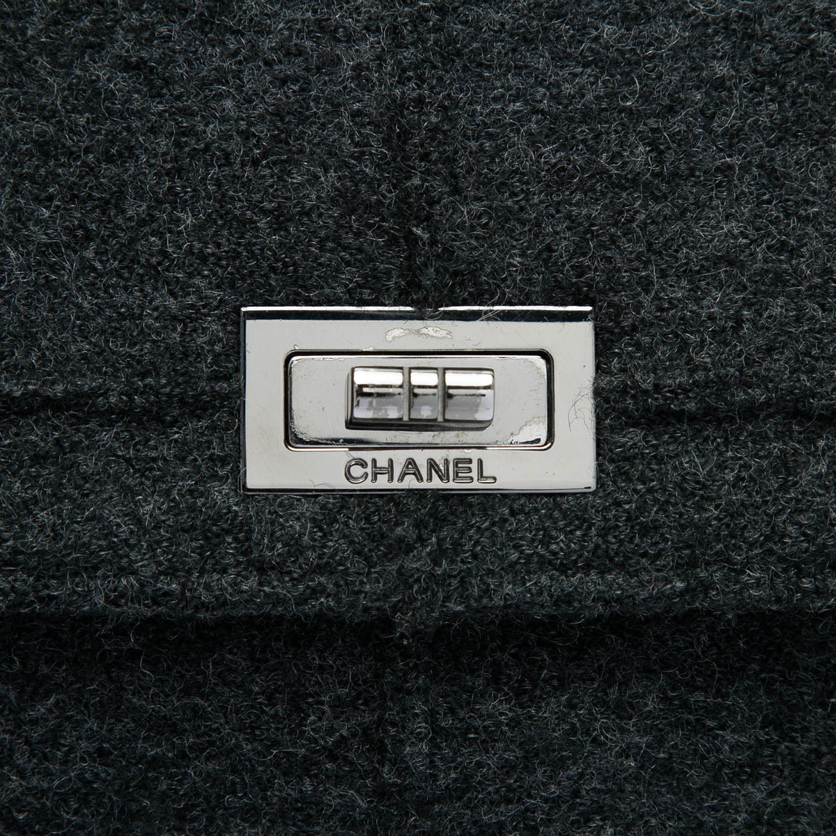 Chanel Identification Jumbo Chocolate Bar Wool Felt Reissue 2.55 Flap