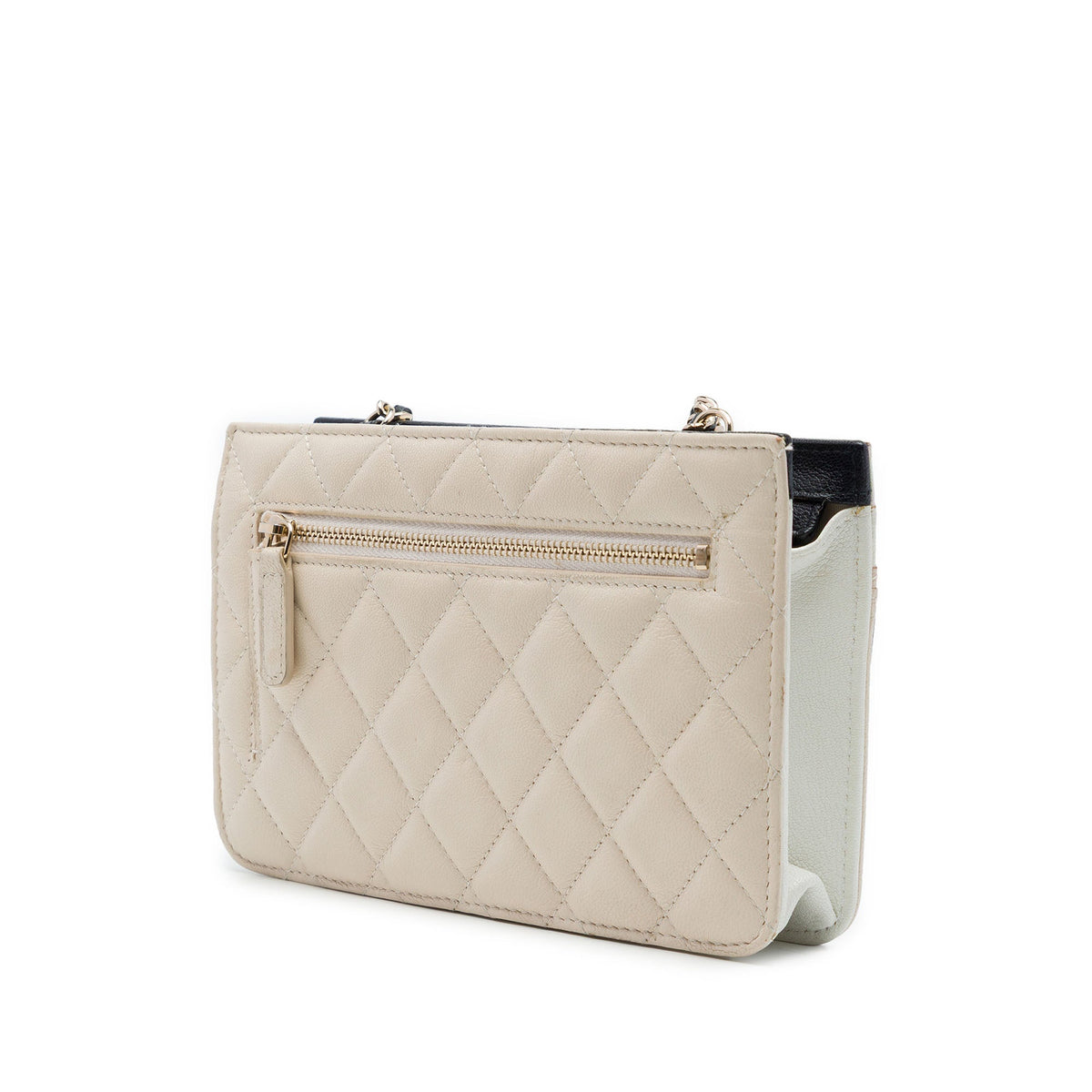 Chanel CC Tricolor Quilted Goatskin Multi Pocket Wallet On Chain — Brown