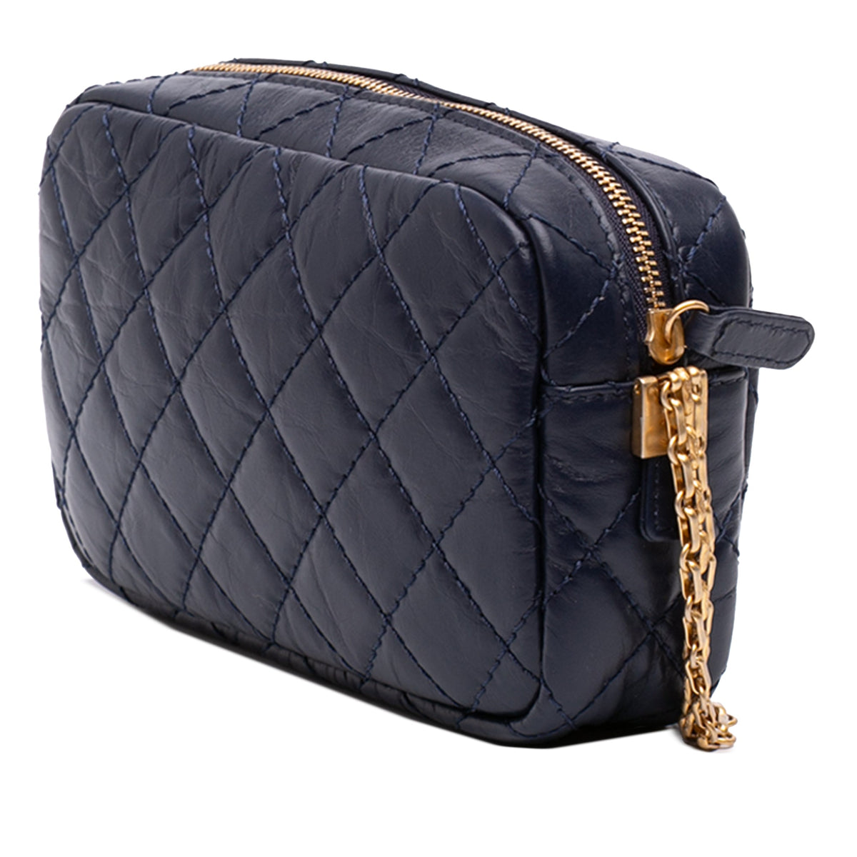 Chanel Mini Quilted Aged Calfskin Reissue Camera Bag — Blue