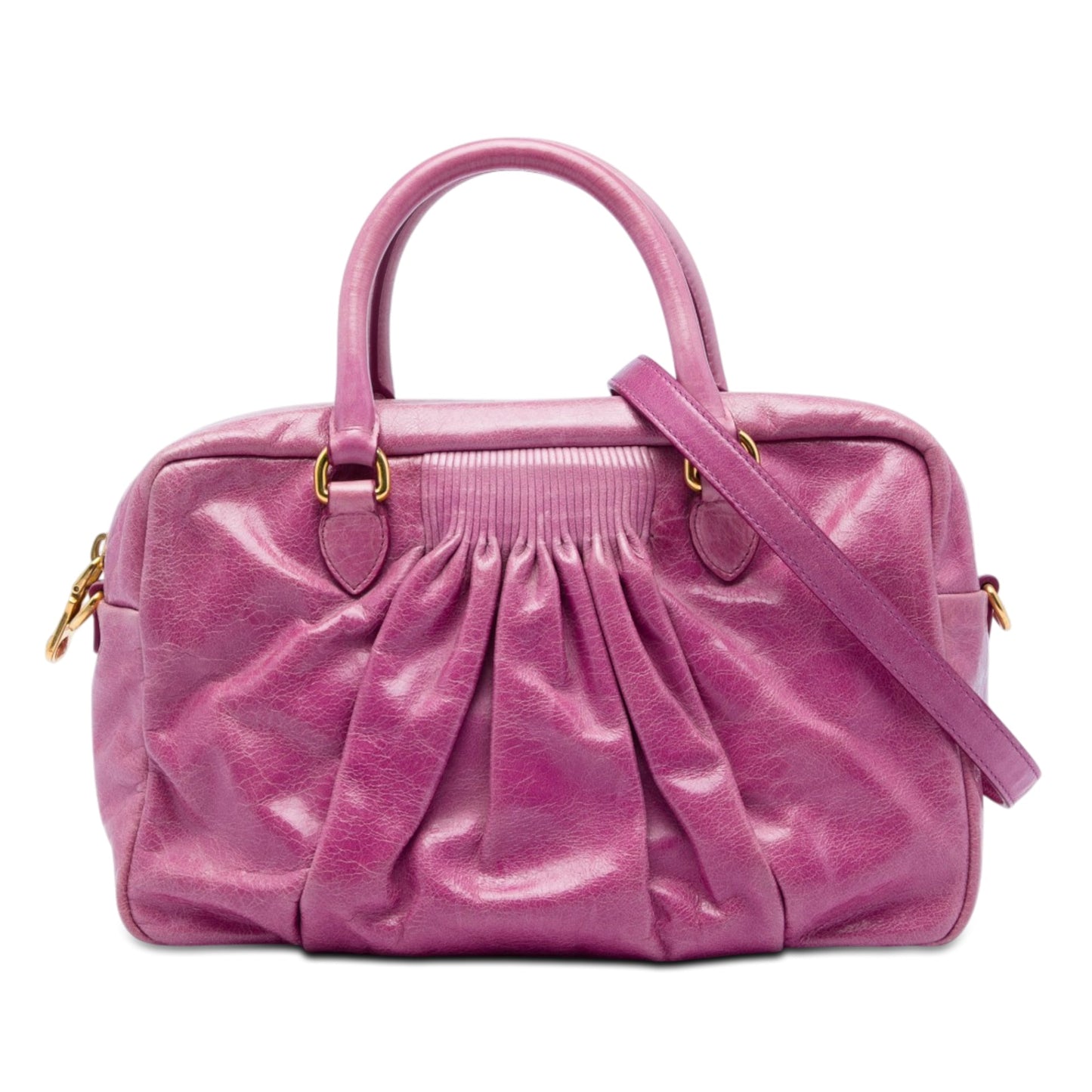 Miu Miu Vitello Lux Shirring Bauletto Satchel