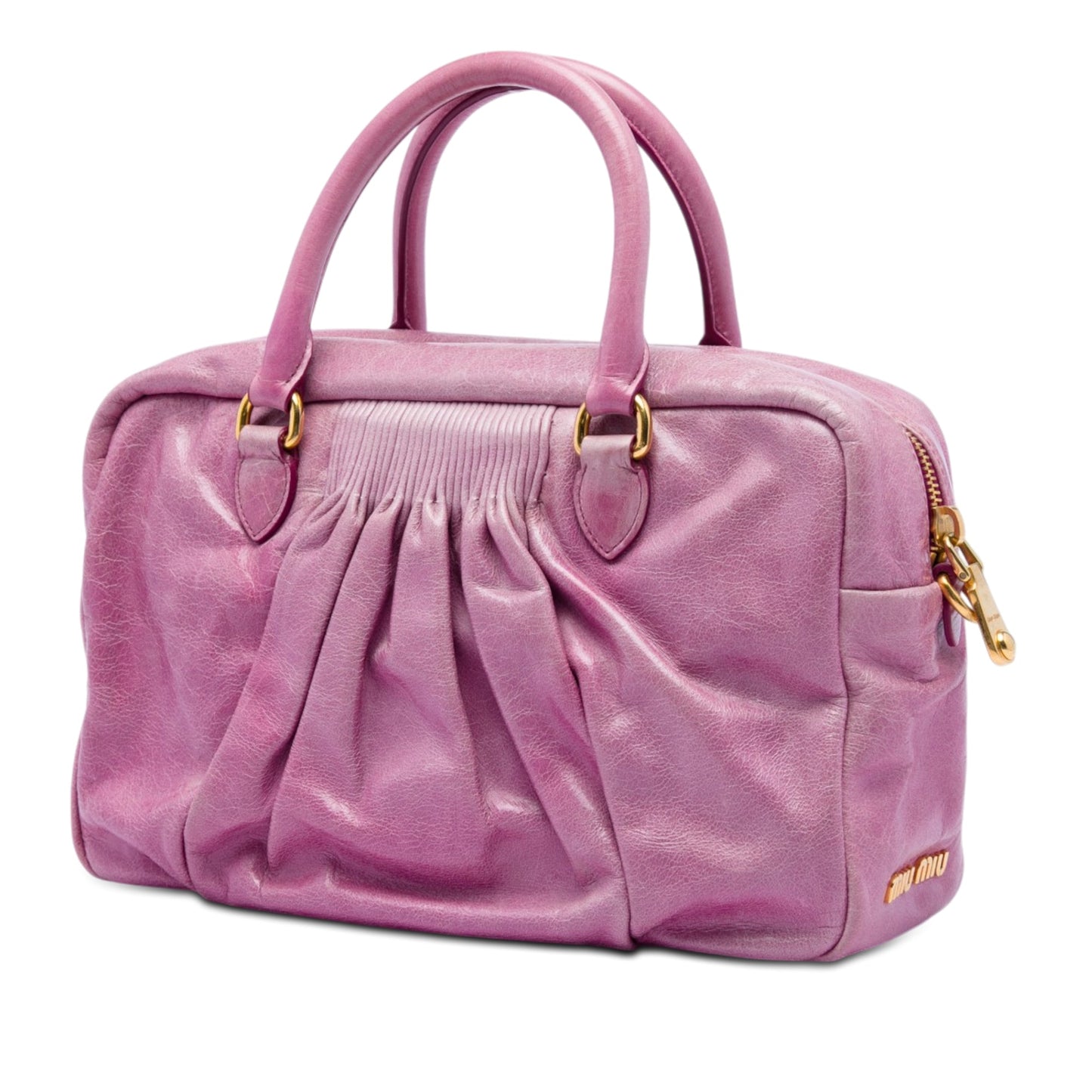 Miu Miu Vitello Lux Shirring Bauletto Satchel