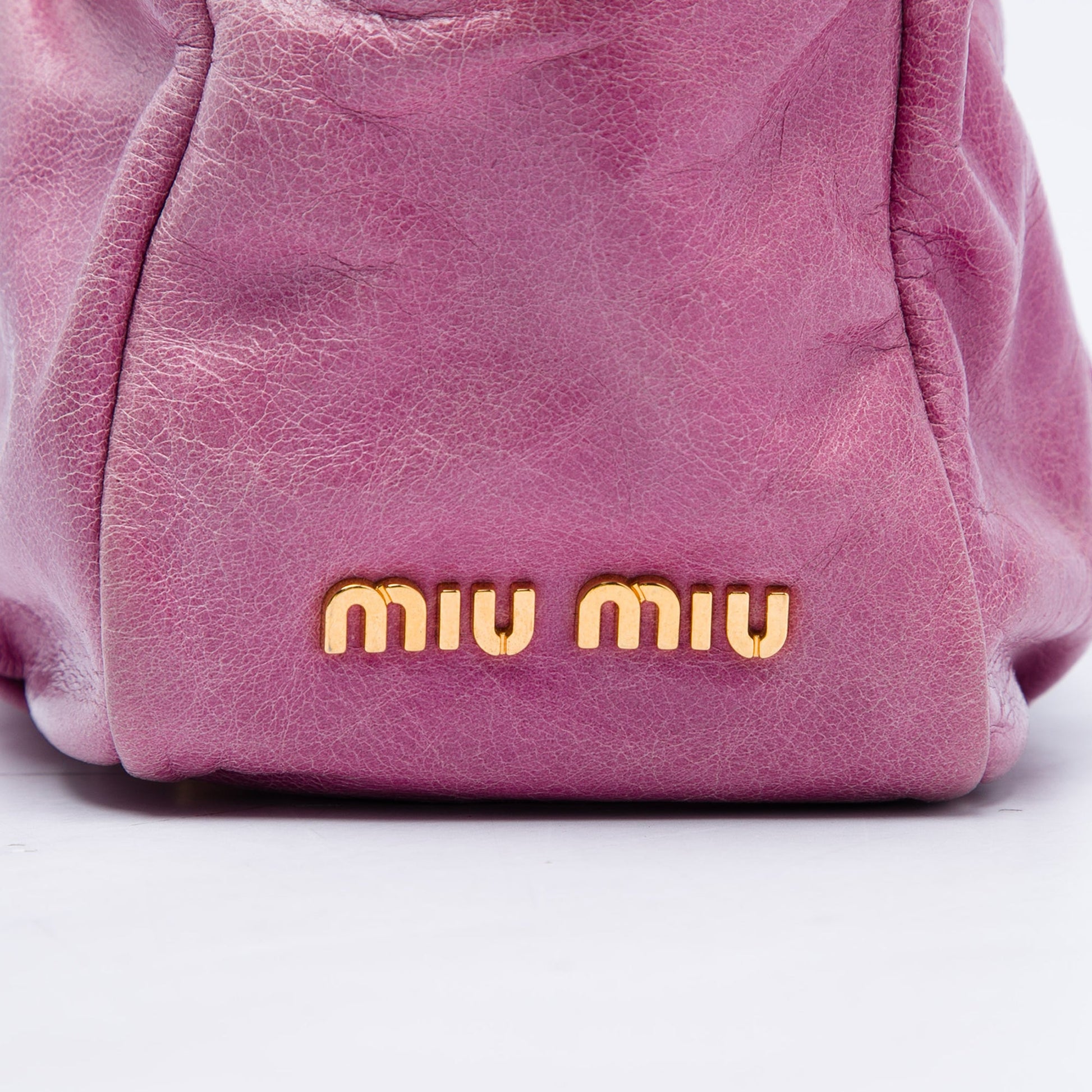 Miu Miu Vitello Lux Shirring Bauletto Satchel