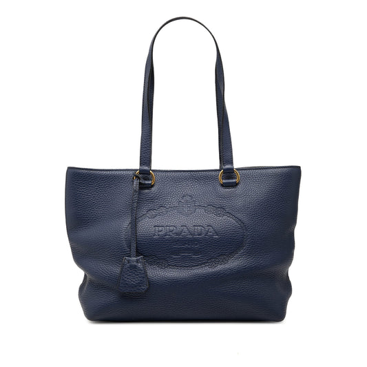 Prada Vitello Daino Canapa Logo Tote