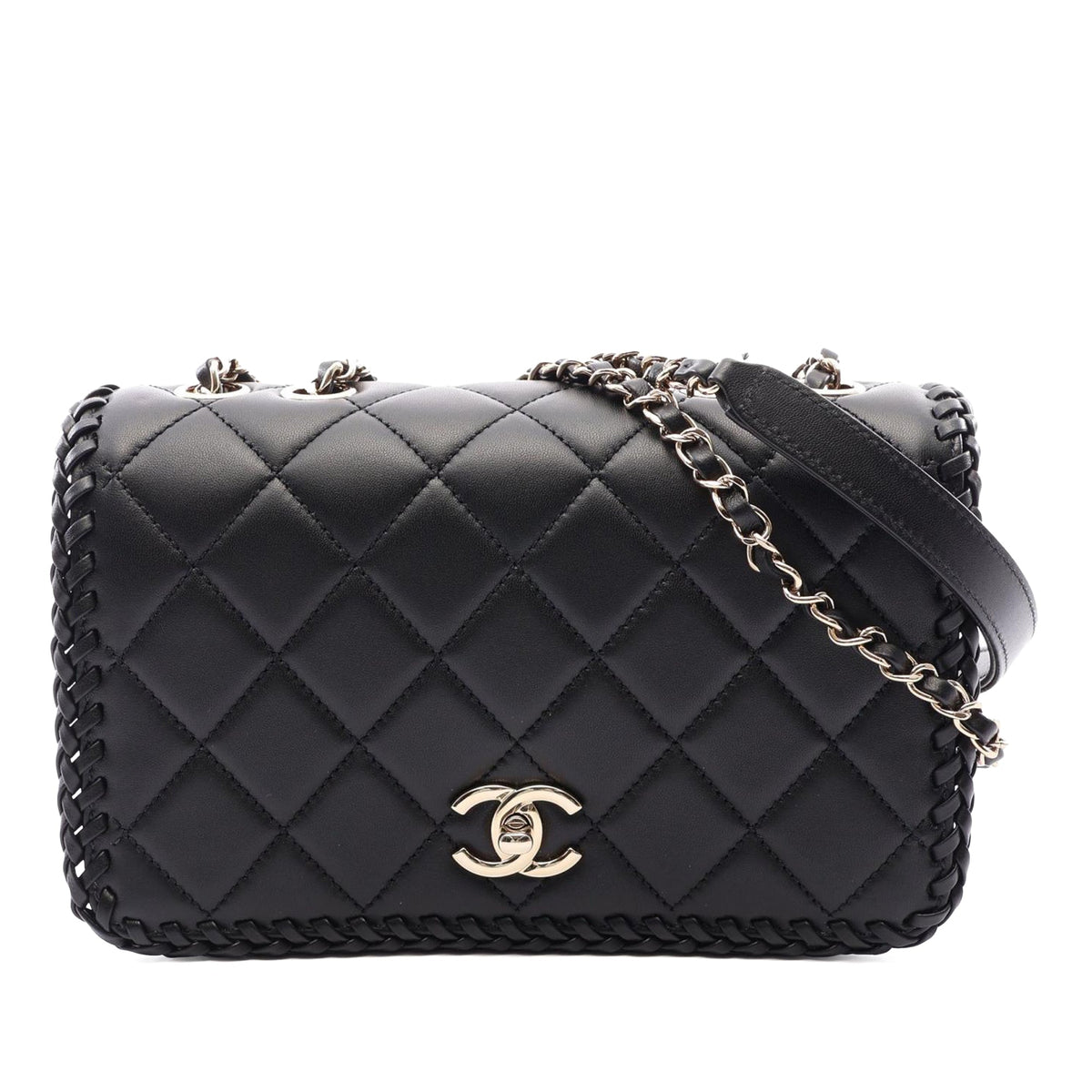 Chanel Quilted Lambskin Whipstitch Single Flap