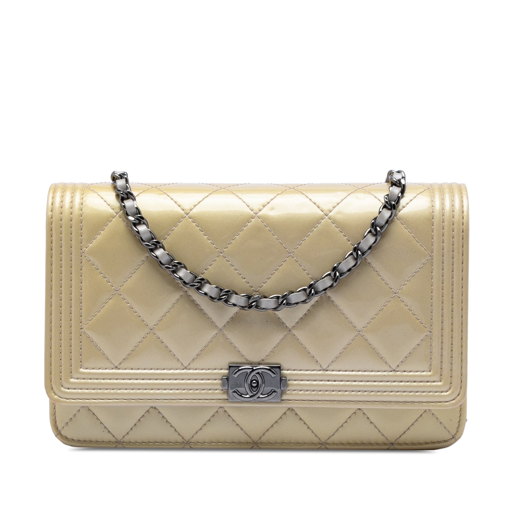 Chanel Quilted Patent Boy Wallet on Chain