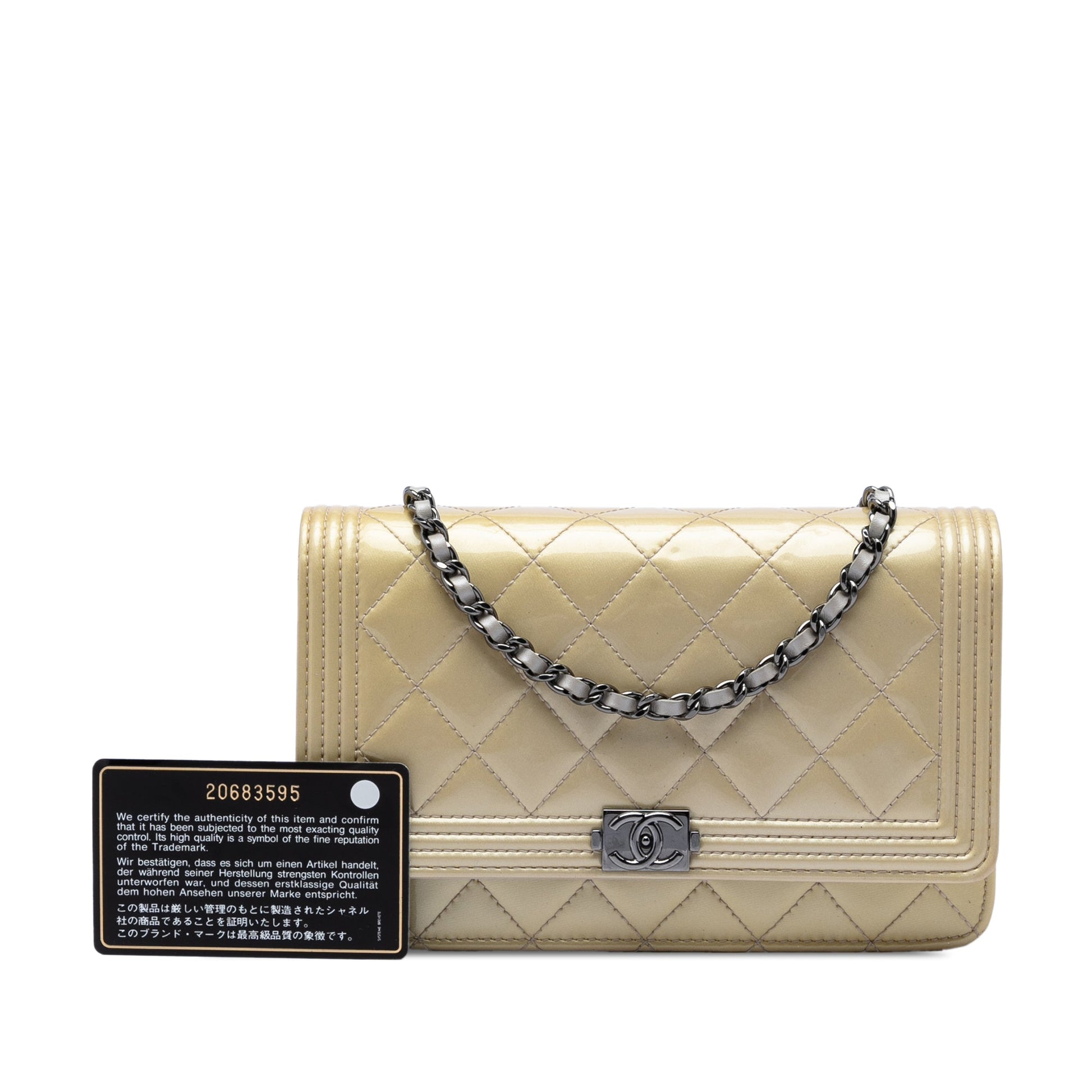 Chanel Quilted Patent Boy Wallet on Chain
