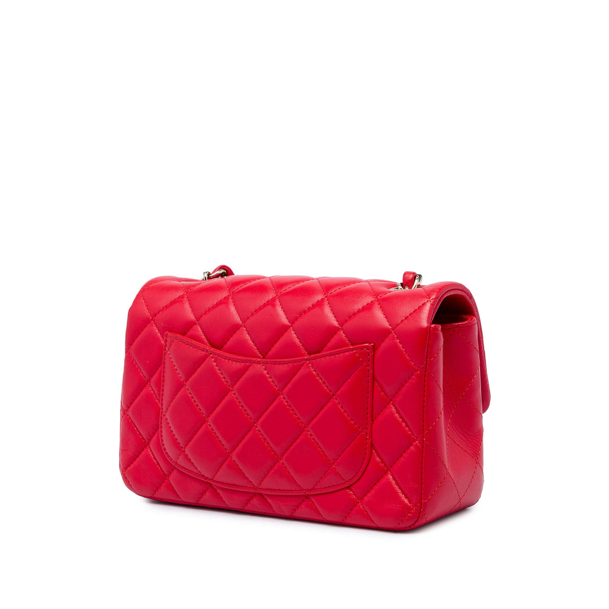 Chanel Mini Rectangular Classic Lambskin Single Flap — Red