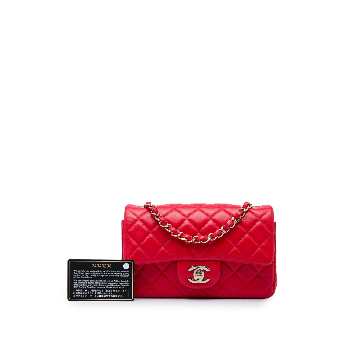 Chanel Mini Rectangular Classic Lambskin Single Flap — Red