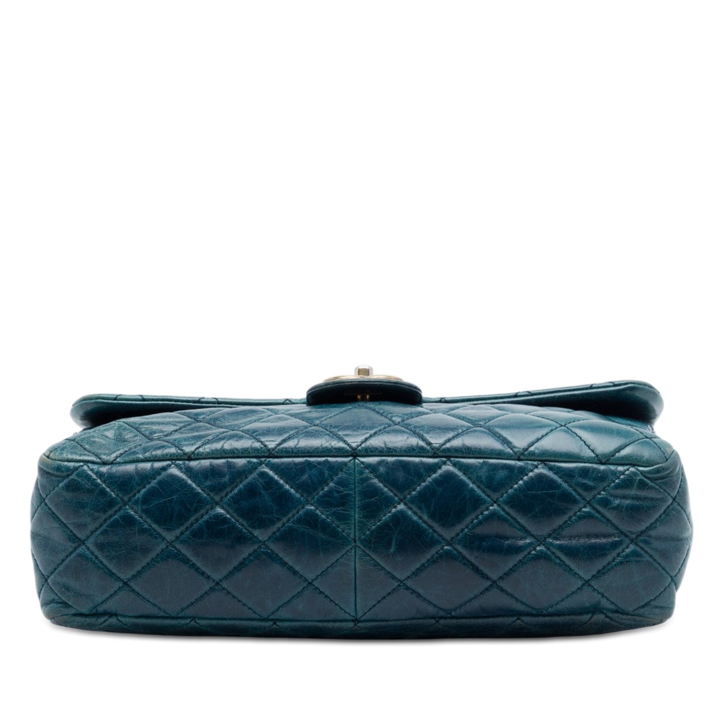Chanel Medium Glazed Calfskin Castle Rock Top Handle Flap