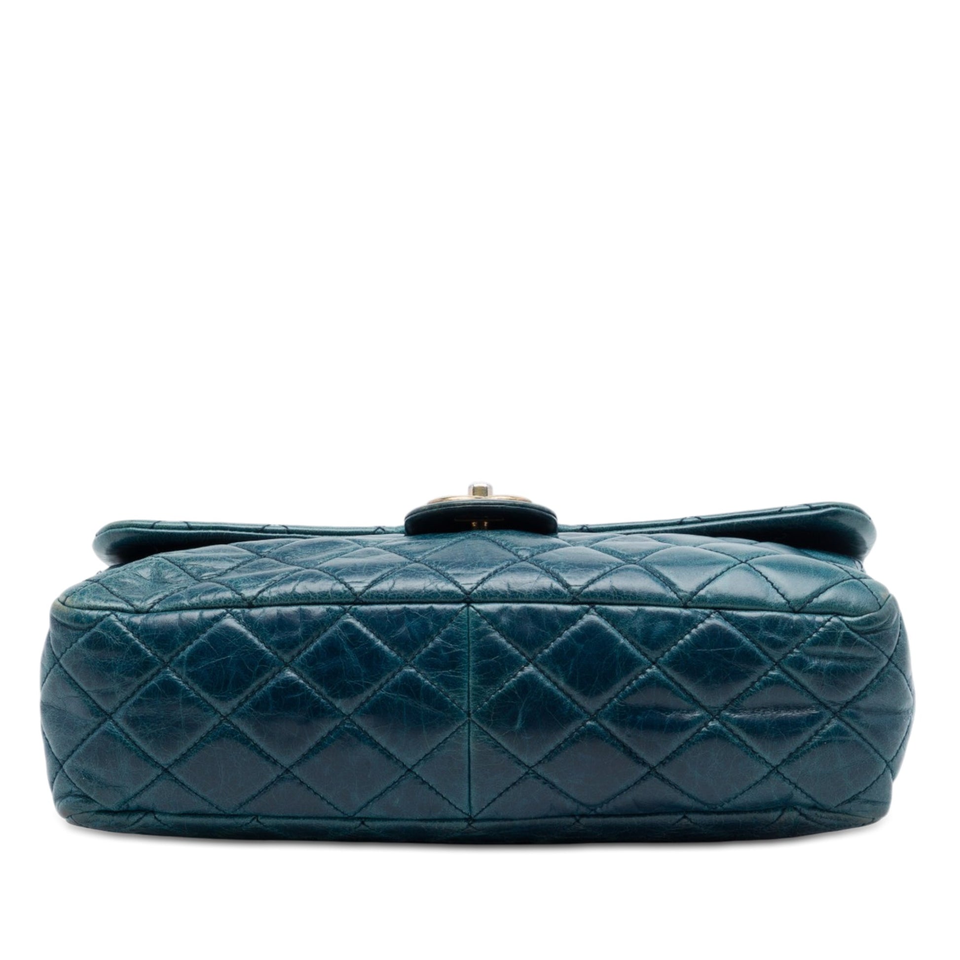 Chanel Medium Glazed Calfskin Castle Rock Top Handle Flap