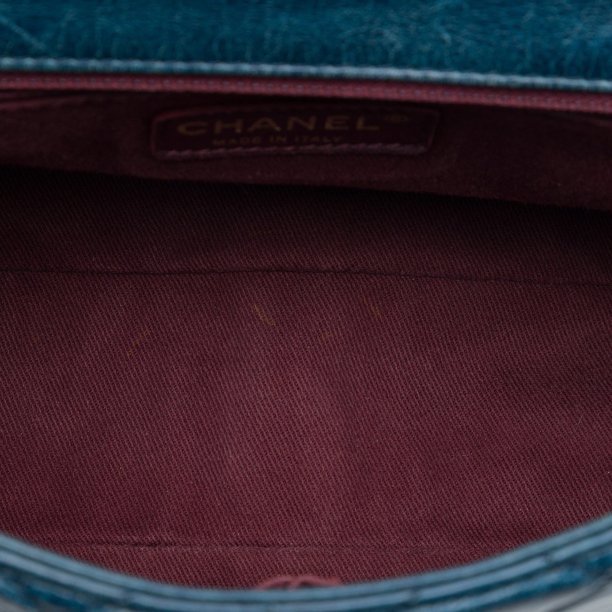 Chanel Medium Glazed Calfskin Castle Rock Top Handle Flap